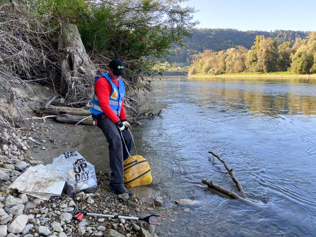 Vom Kraftwerk Laufenburg bis zur Aaremündung in Felsenau  wurde das Rheinufer gereinigt. Foto: zVg