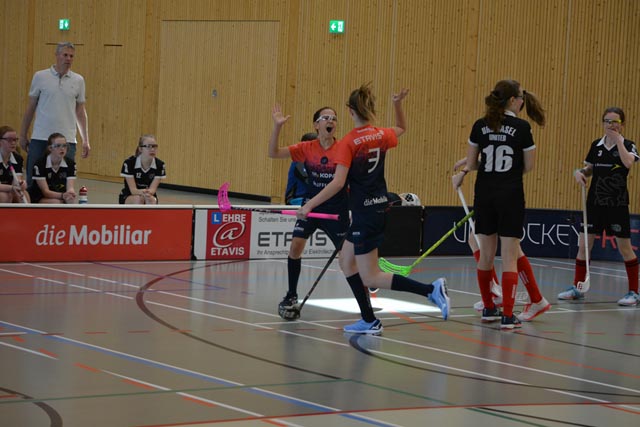Die B-Juniorinnen von Unihockey Fricktal konnten im Spiel gegen UHC Basel United jubeln. Foto: zVg