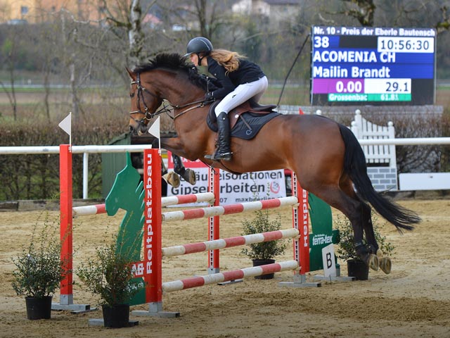 Die Zweifachsiegerin am Sonntag über 100 und 105 cm: Mailin Brandt mit Acomenia CH. Foto: zVg