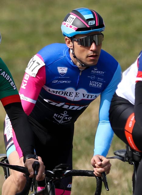 Der Fricktaler Routinier Diego Schmid aus Rheinsulz vom Team «Amore e Vita-Kibag-Obor» 2022. Foto: zVg