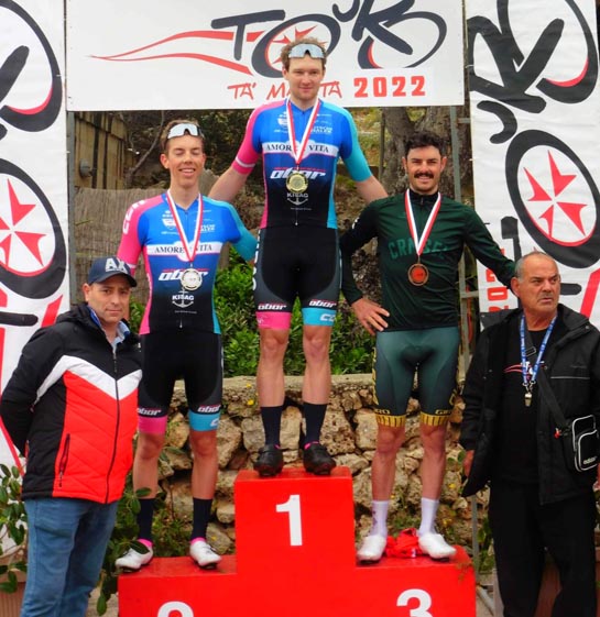 Podium der 2. Etappe der Malta-Rundfahrt. Foto: zVg