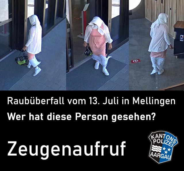 Fahndungsbilder der auffällig gekleideten Person. Fotos: Polizei AG