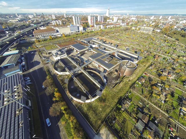 Luftaufnahme der ARA Birs. Foto: zVg