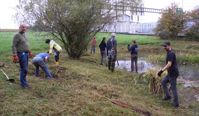 An der Arbeit beim Hardweiher. Foto: Paul Füglistaller