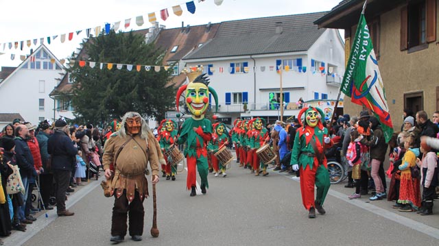 Die Fasnachtszunft Ryburg jubilierte und führte den bunten Umzug durch Möhlin an. Foto: Sonja Fasler