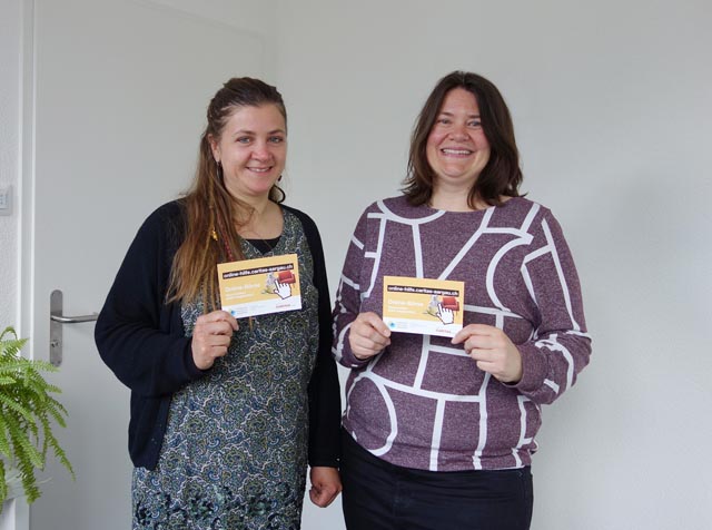 Symbolbild: Die Initiantinnen der Caritas-Online-Börse Anna Parini und Simone Bucher. Foto: ©Nathalie Philipp