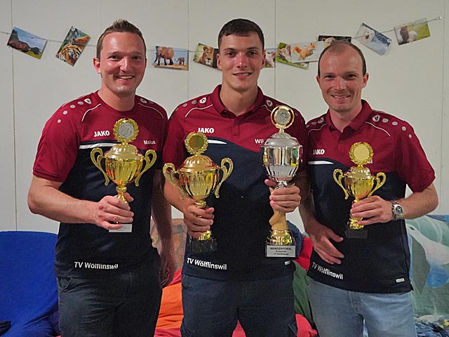 Podest Aktive 1. Rang Elia Steck, 2. Rang Christian Bold, 3. Rang Daniel Bold. Foto: zVg