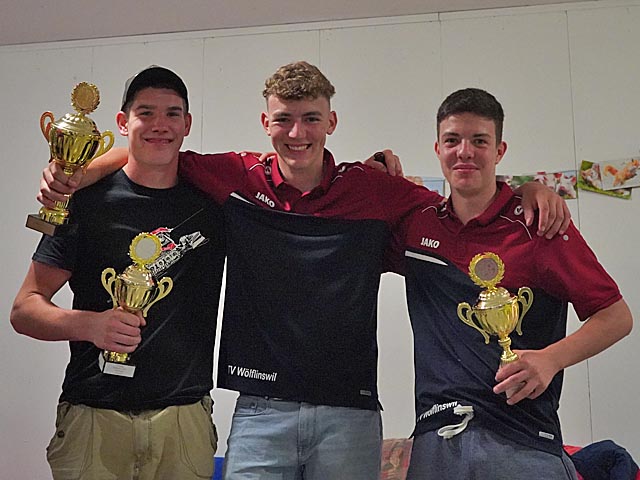 Podest Junioren 1. Rang Loris Bircher, 2. Rang Sirio Stäuble, 3. Rang Yannick Kim. Foto: zVg 