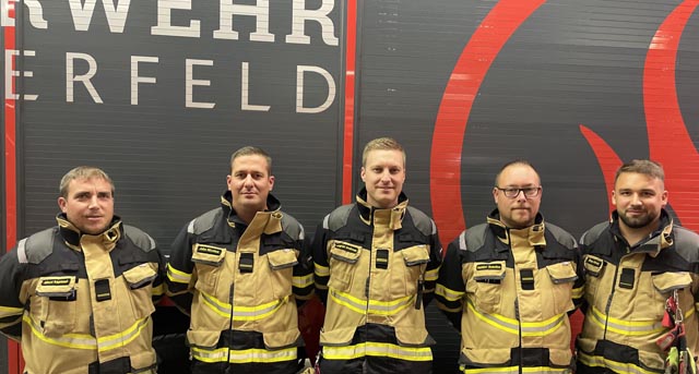 Von links: Oblt Manuel Merz, Oblt Nicolas John, Hptm Andreas Siegrist, Hptm Sascha Hohler und Oblt Mario Küng. Foto: zVg