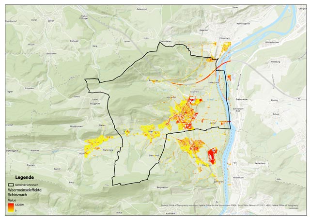 Wärmeinseleffekte in Schinznach.