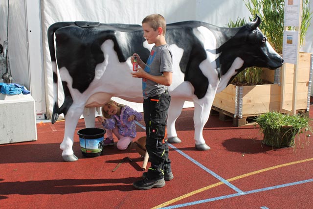 An der GewerbeArena kann man sogar eine Kuh melken. Foto: Sonja Fasler 