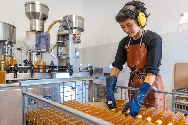 Bei ArboVitis in Frick wurde ein Teil der Äpfel vermostet und abgefüllt. © Chris Iseli / Coopzeitung