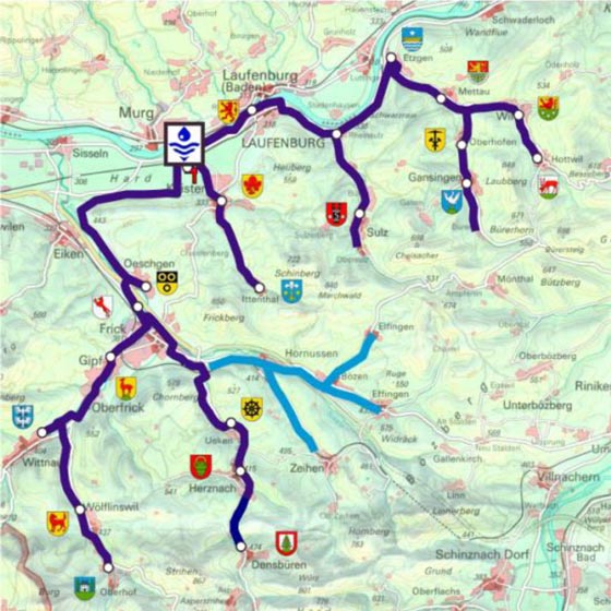 Das Leitungsnetz mit allen Verbands- und Transportleitungen. Foto: zVg