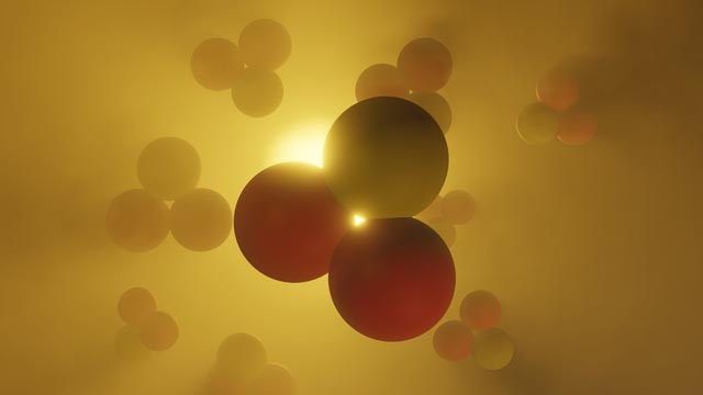 PSI-Forschende haben den Ladungsradius von Helium-3 mithilfe von myonischem Helium erstmals mit bislang unerreichter Präzision vermessen – ein Meilenstein für die Theorie leichter Atomkerne. Das Bild illustriert den Helium-3-Kern mit zwei Protonen (rot) und einem Neutron (gelb). © Adobe Stock