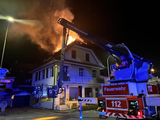 Dachstockbrand in Laufen am 1. April 2025. Foto: zVg