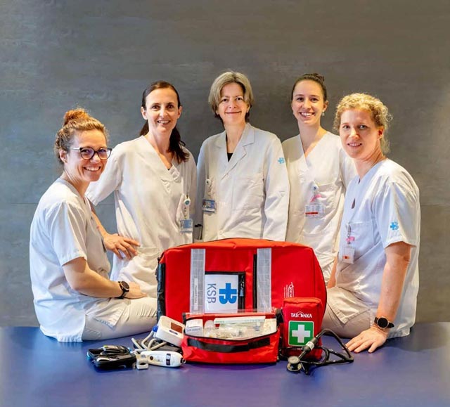 Das Hospital@Home-Team Prof. Dr. med. Maria Wertli, Chefärztin Innere Medizin am KSB (Mitte). Foto: ksb