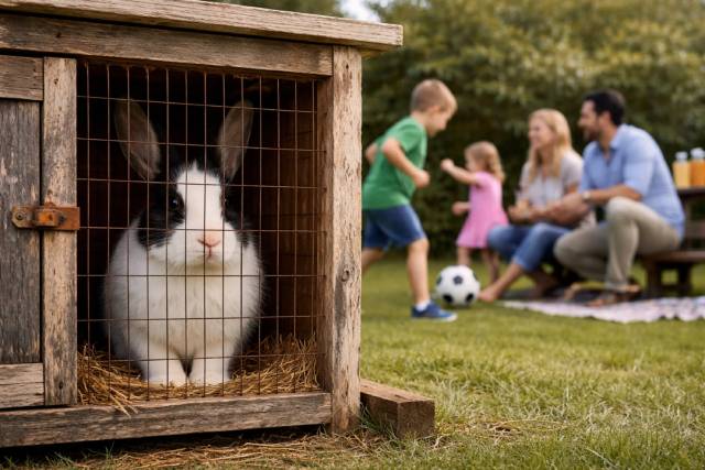 Viele Kaninchen vegetieren nach der ersten Freude einsam in ihren Käfigen. Foto: sust/KI-generiert
