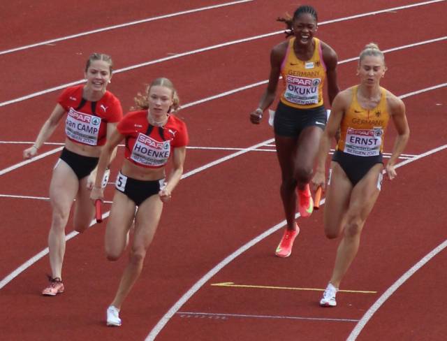 Fabienne Hoenke bei dem 4x100m-Lauf bei der U23-EM in Bergen
