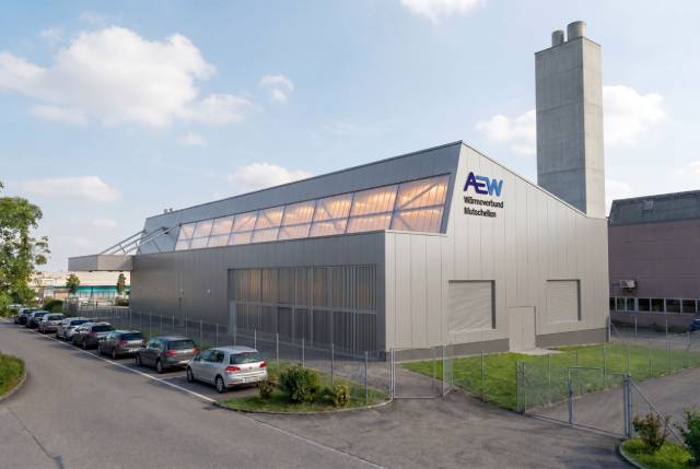 Die künftige AEW-Wärmezentrale des Wärmeverbunds Mutschellen in Widen (Quelle: bark architekten ag)